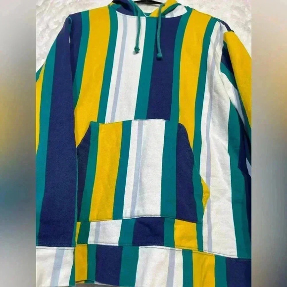 PacSun Men’s Large Striped Front Pocket Bright Colorful Hoodie 100 Cotton - Picture 2 of 9